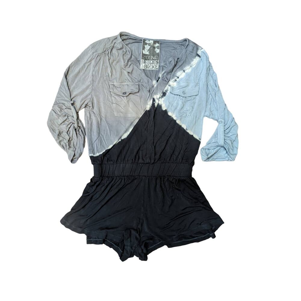 Young Fabulous And Broke Gray Tie Dye Romper Jumpsuit Size s